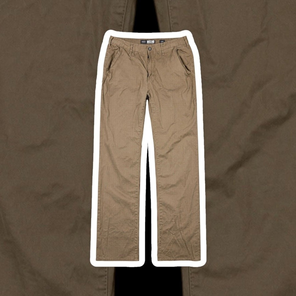 BKE Jake Straight Men 38L Khaki Tan Chino Pants Cotton Twill Casual 33 Inseam